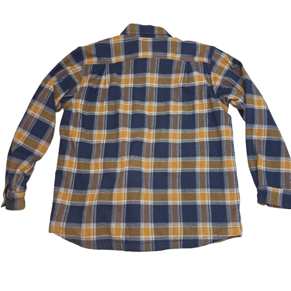 Carhartt Mens Relaxed Fit Fleece Lined Flannel Shirt Jacket Navy Mustard Plaid M - Picture 2 of 10